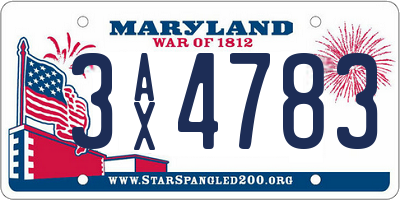 MD license plate 3AX4783