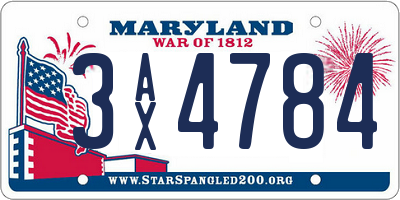 MD license plate 3AX4784
