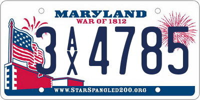 MD license plate 3AX4785