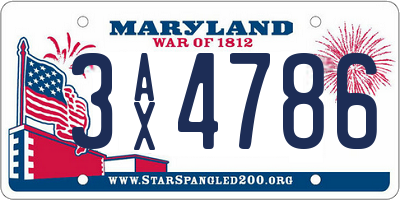 MD license plate 3AX4786