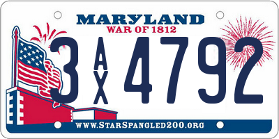 MD license plate 3AX4792