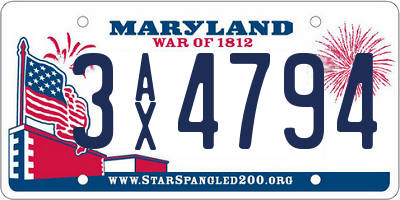 MD license plate 3AX4794