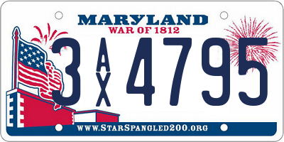 MD license plate 3AX4795