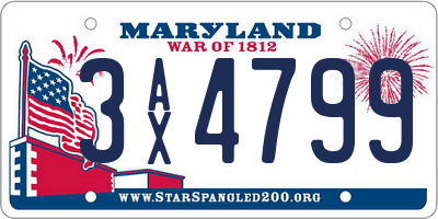 MD license plate 3AX4799