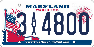 MD license plate 3AX4800