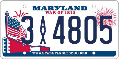 MD license plate 3AX4805