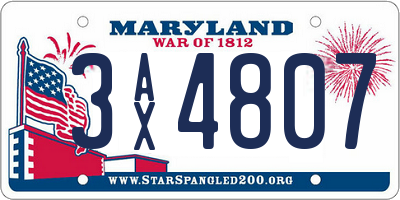 MD license plate 3AX4807