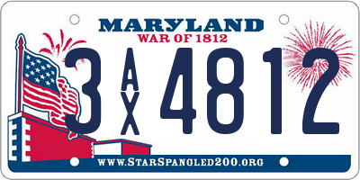 MD license plate 3AX4812