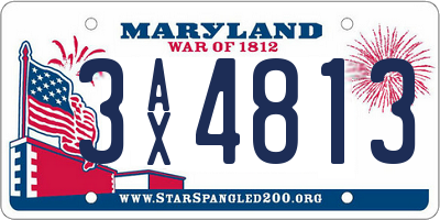 MD license plate 3AX4813