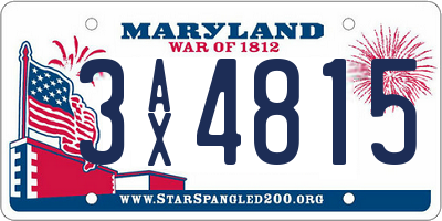 MD license plate 3AX4815