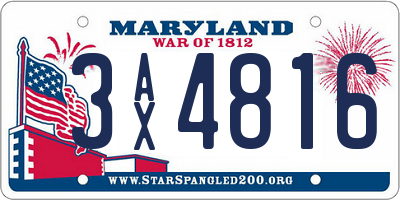 MD license plate 3AX4816