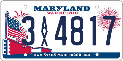 MD license plate 3AX4817