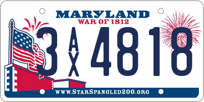 MD license plate 3AX4818