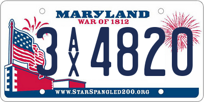 MD license plate 3AX4820