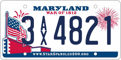 MD license plate 3AX4821