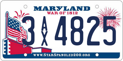 MD license plate 3AX4825