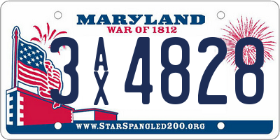 MD license plate 3AX4828