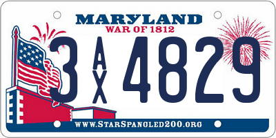 MD license plate 3AX4829