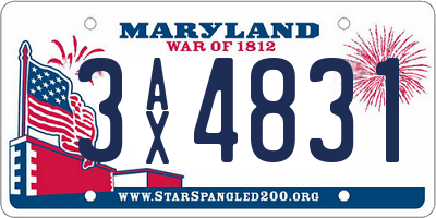 MD license plate 3AX4831