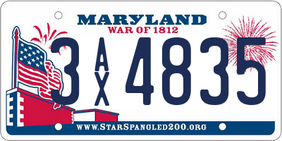 MD license plate 3AX4835