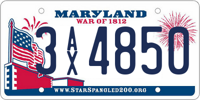 MD license plate 3AX4850