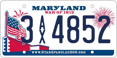 MD license plate 3AX4852