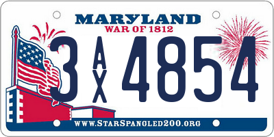 MD license plate 3AX4854