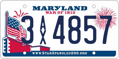 MD license plate 3AX4857