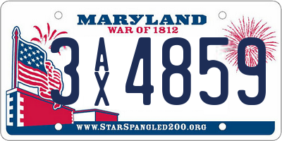 MD license plate 3AX4859