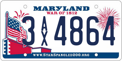 MD license plate 3AX4864