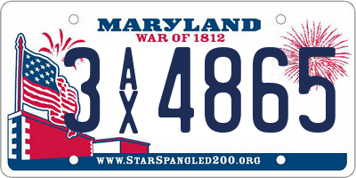 MD license plate 3AX4865