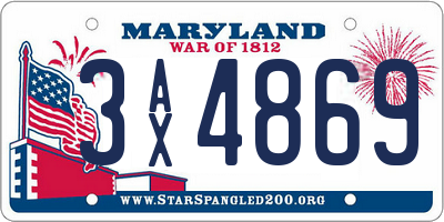 MD license plate 3AX4869