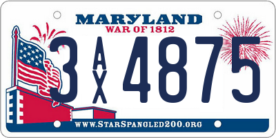 MD license plate 3AX4875