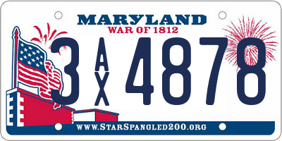 MD license plate 3AX4878