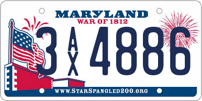 MD license plate 3AX4886