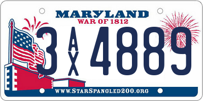 MD license plate 3AX4889