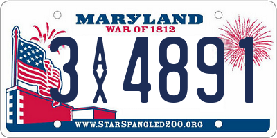 MD license plate 3AX4891