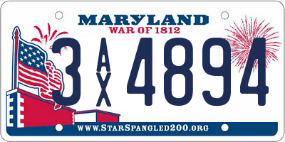 MD license plate 3AX4894