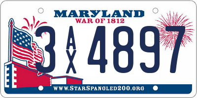 MD license plate 3AX4897