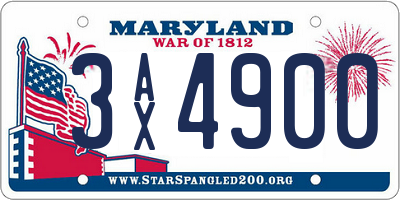 MD license plate 3AX4900