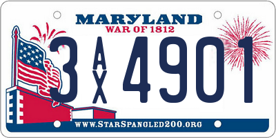 MD license plate 3AX4901