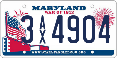MD license plate 3AX4904