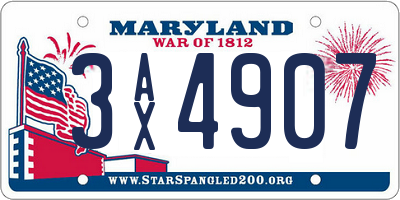 MD license plate 3AX4907