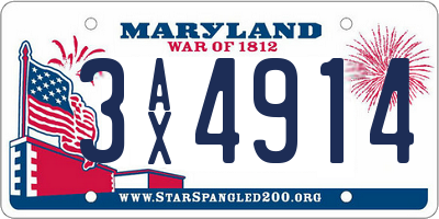 MD license plate 3AX4914