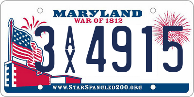 MD license plate 3AX4915