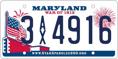 MD license plate 3AX4916