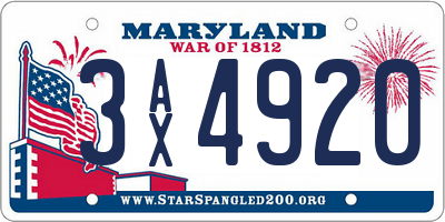 MD license plate 3AX4920