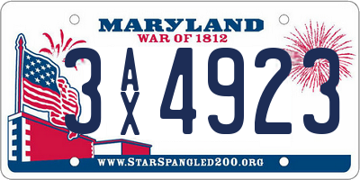 MD license plate 3AX4923