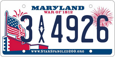 MD license plate 3AX4926