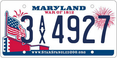 MD license plate 3AX4927